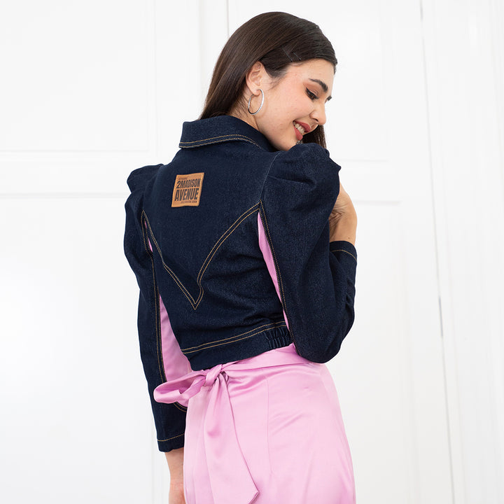 Agnez Cropped Blazer Denim Top (6903117709335)