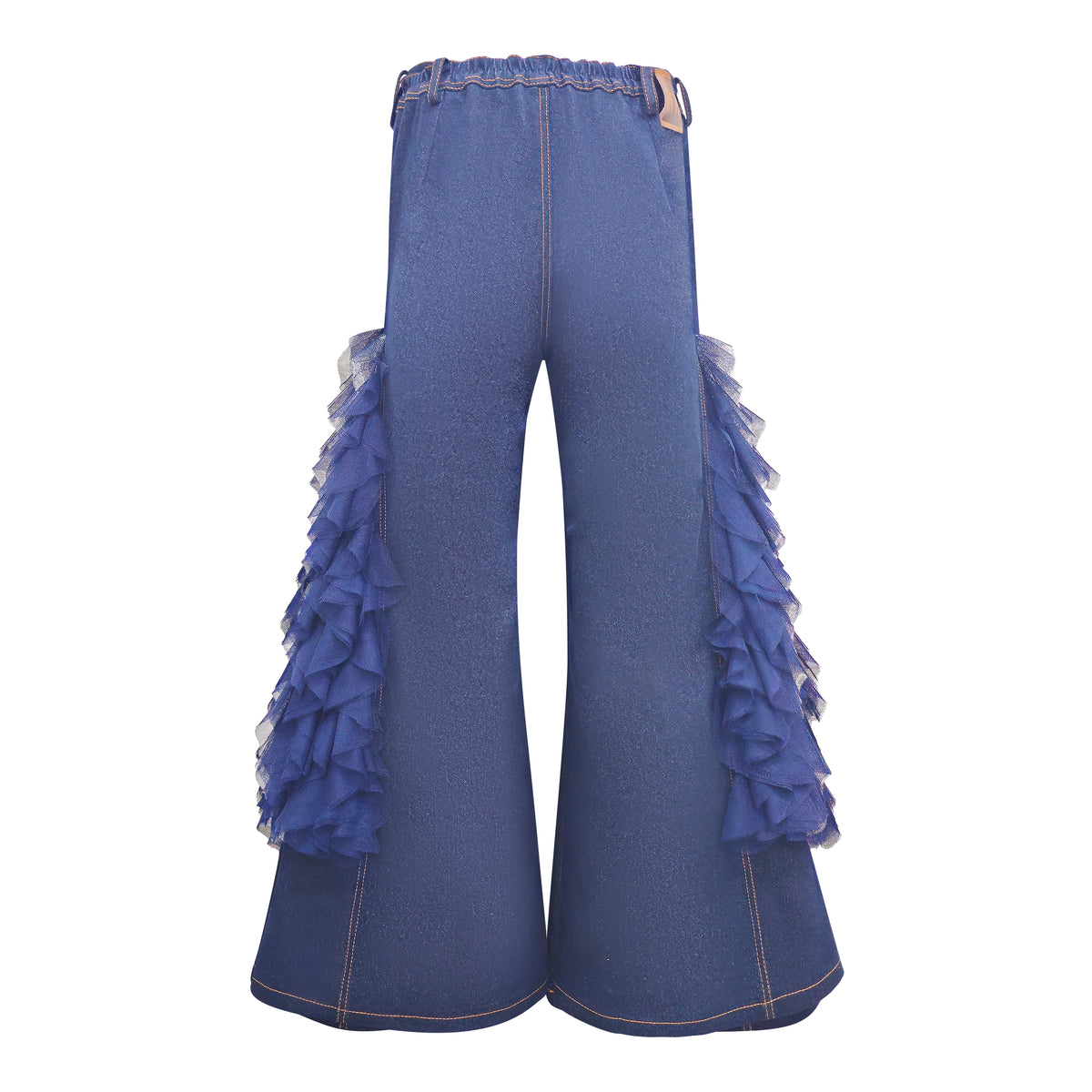 Signature Denim Cullote Pant With Tulle - 2MADISONAVENUE.COM