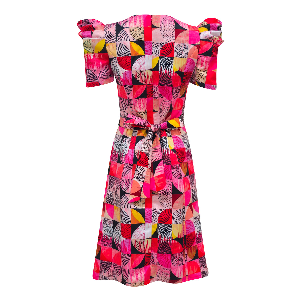 Central Abstract Red stasi short dress F/p - 2MADISONAVENUE.COM