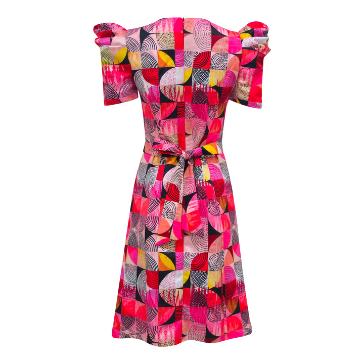 Central Abstract Red stasi short dress F/p - 2MADISONAVENUE.COM