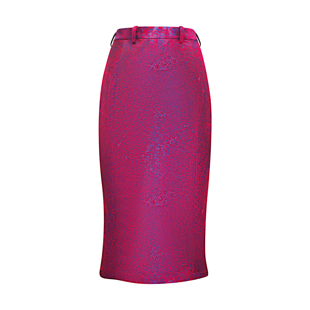 Abstract Red Pencil Skirt