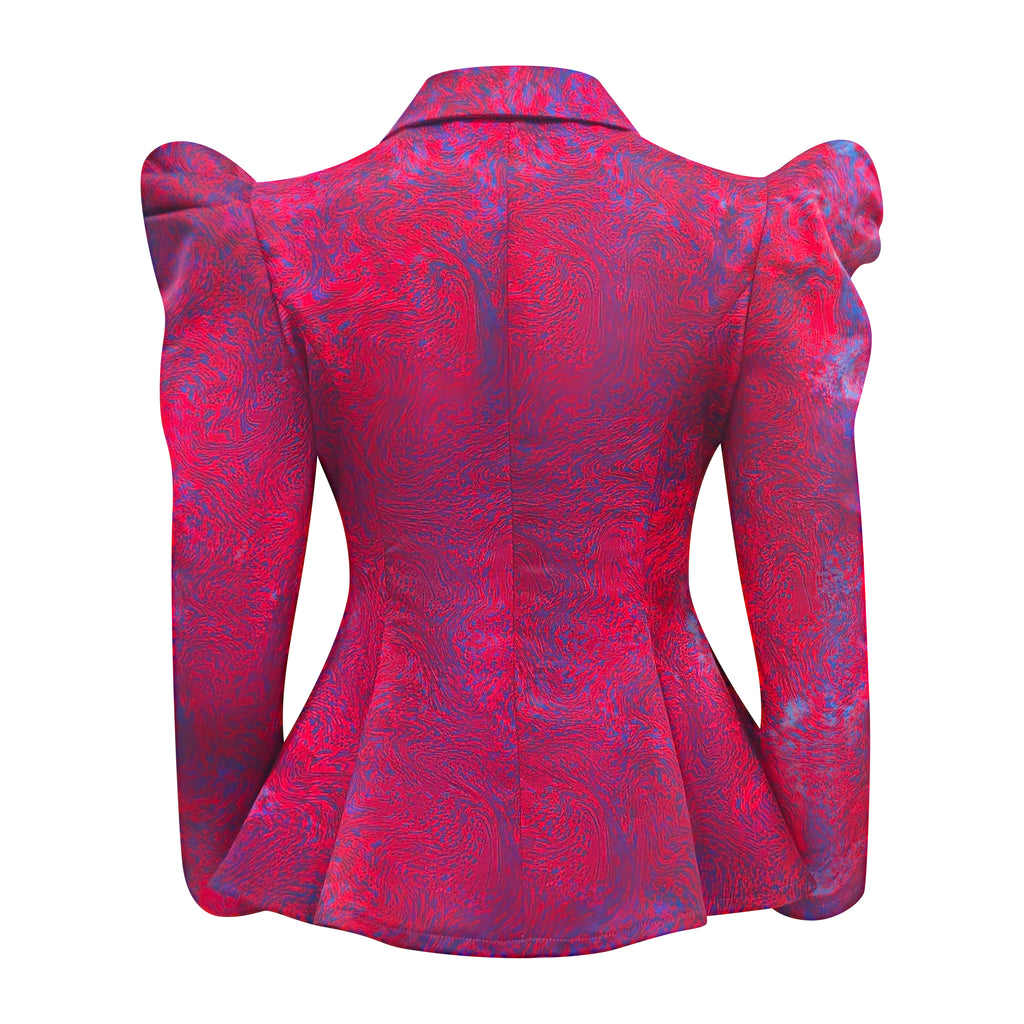 Abstract Red Blue New Samantha Blazer Top