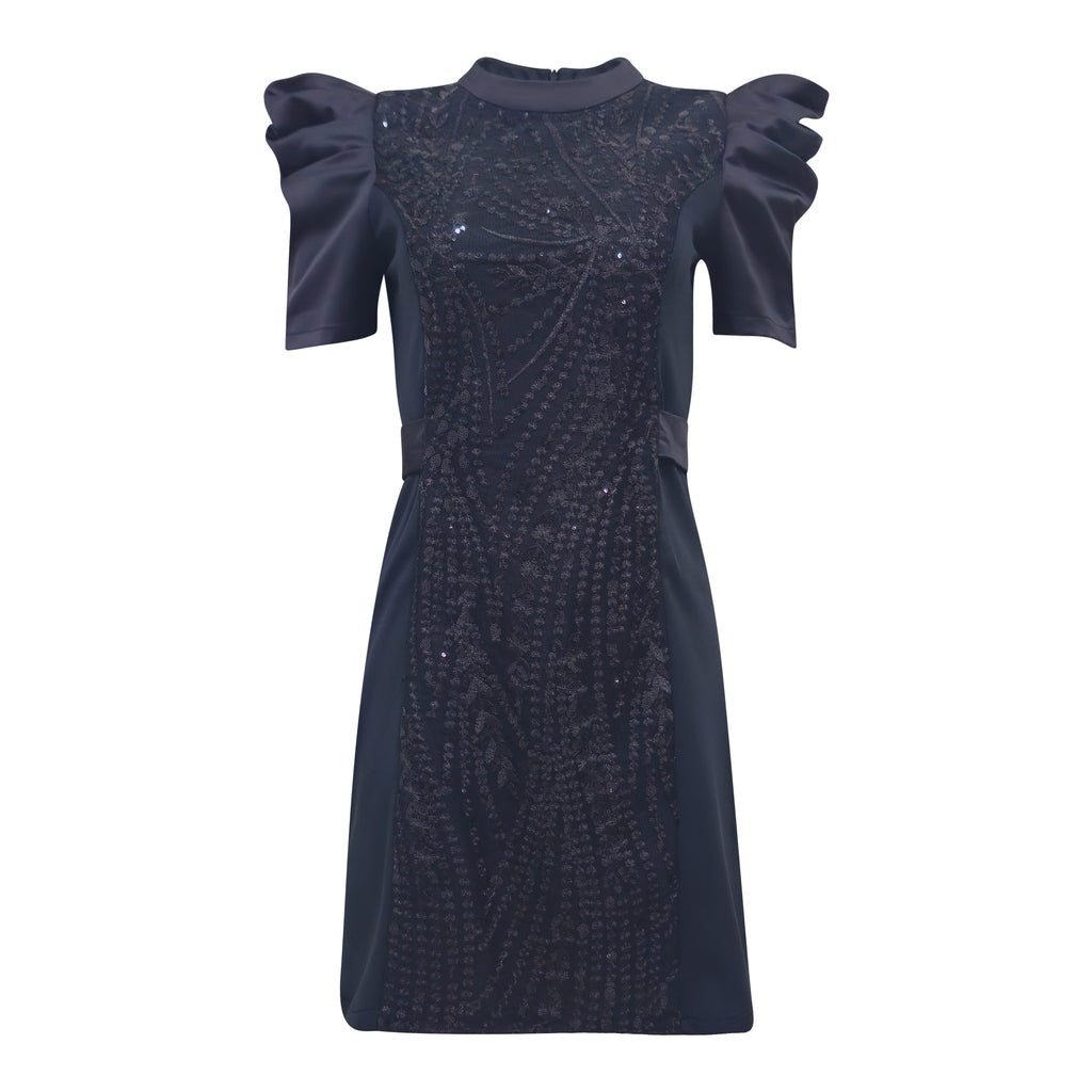 Signature Black Stasi Short Dress With Lace