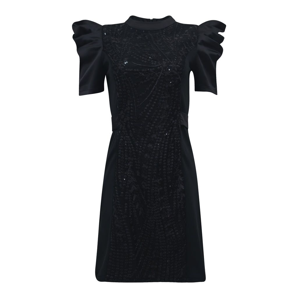 Signature Black Stasi Short Dress With Lace