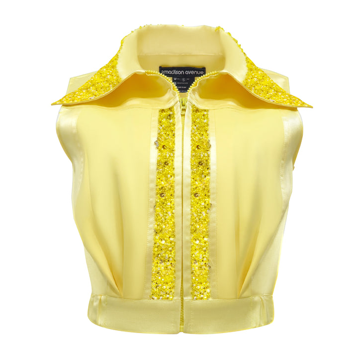 Sunflower Signature yellow cropped vest with sequin - 2MADISONAVENUE.COM