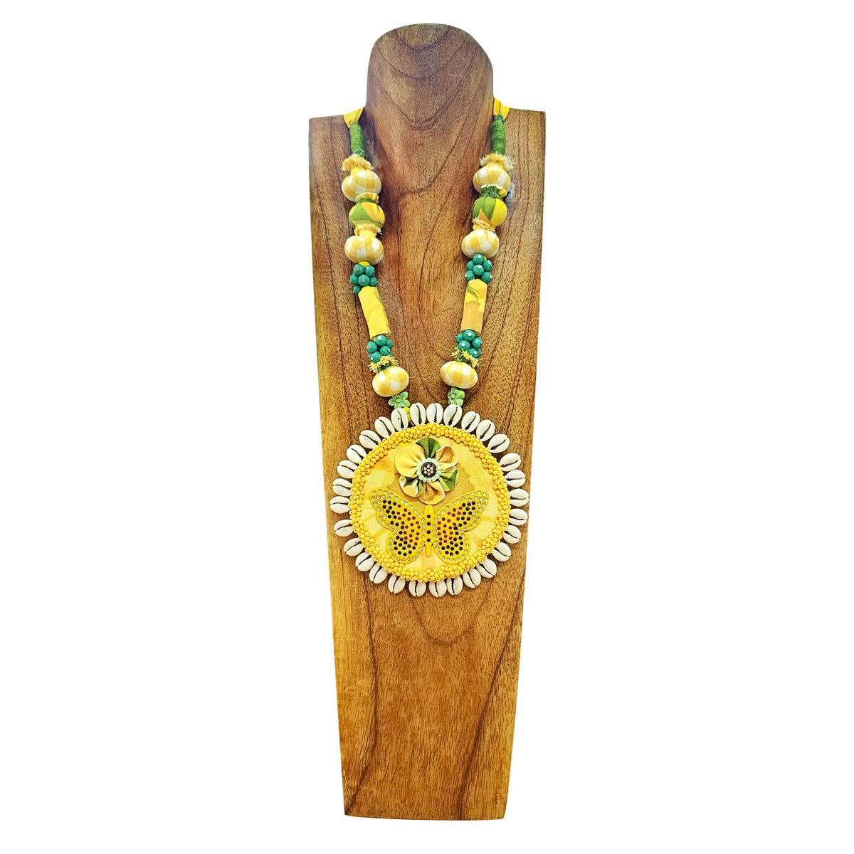 Sunflower Butterfly Rounded Shell Necklace - 2MADISONAVENUE.COM