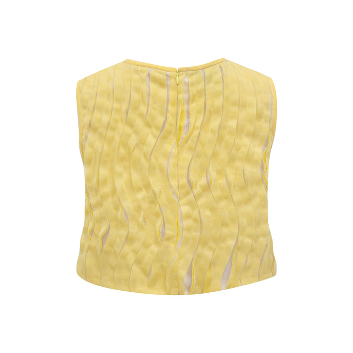 Sunflower Sleeveless top in 3D knit tulle top - 2MADISONAVENUE.COM