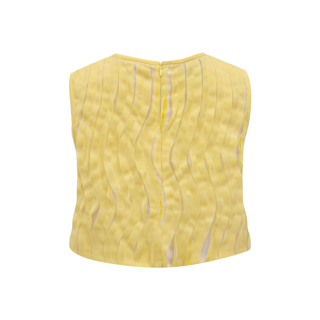 Sunflower Sleeveless top in 3D knit tulle top