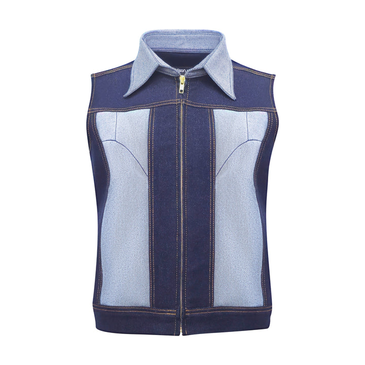 Signature denim vest with chambray (7555650650135)