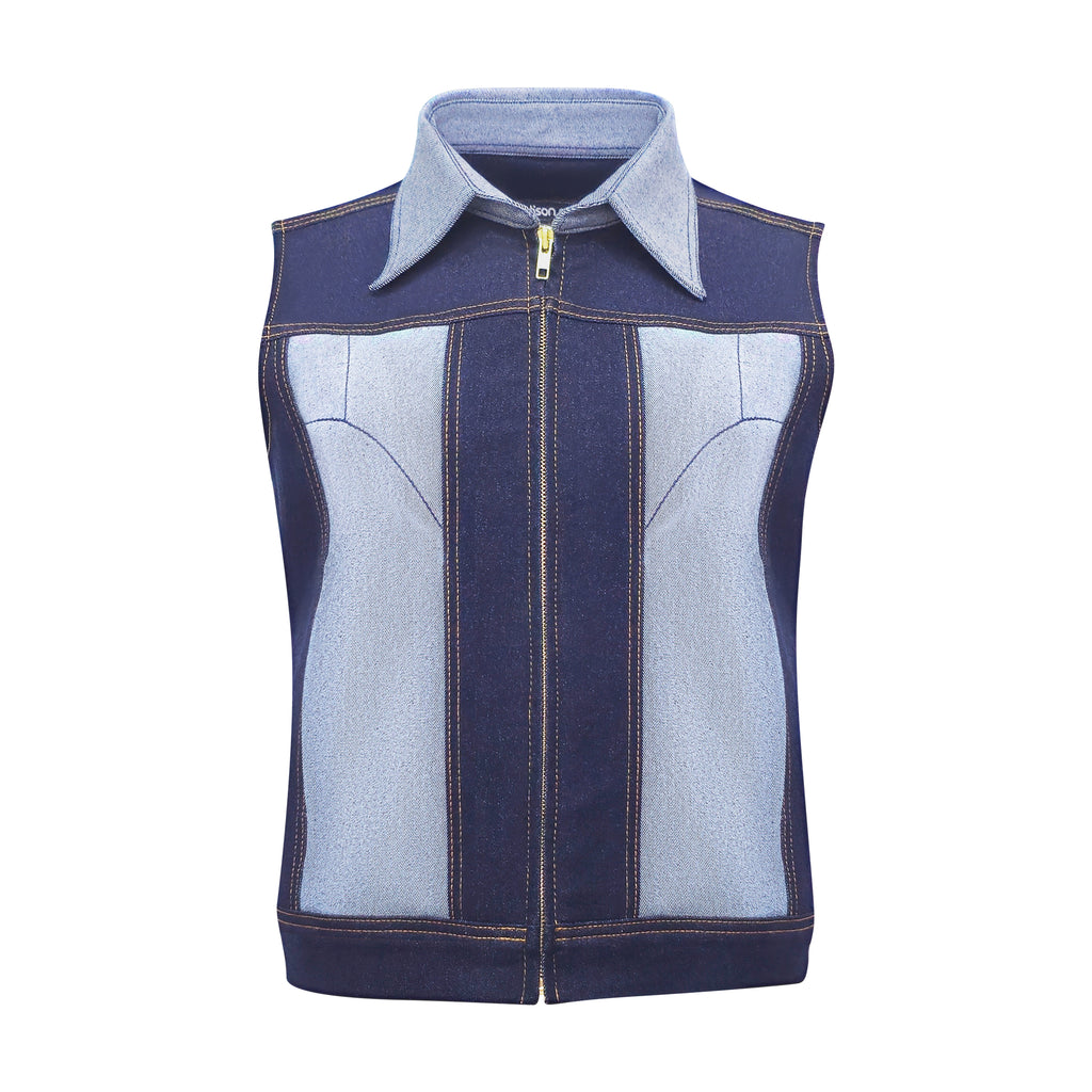Signature denim vest with chambray (7555650650135)