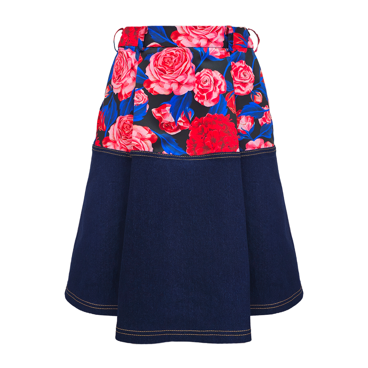 Moxie Flower kahlo denim midi skirt - 2MADISONAVENUE.COM