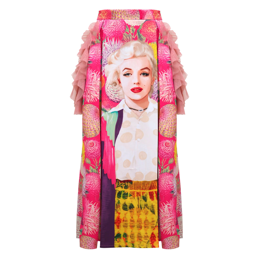 Marilyn Flower Passion Kahlo Fancy Long Ball Skirt (6861043892247)