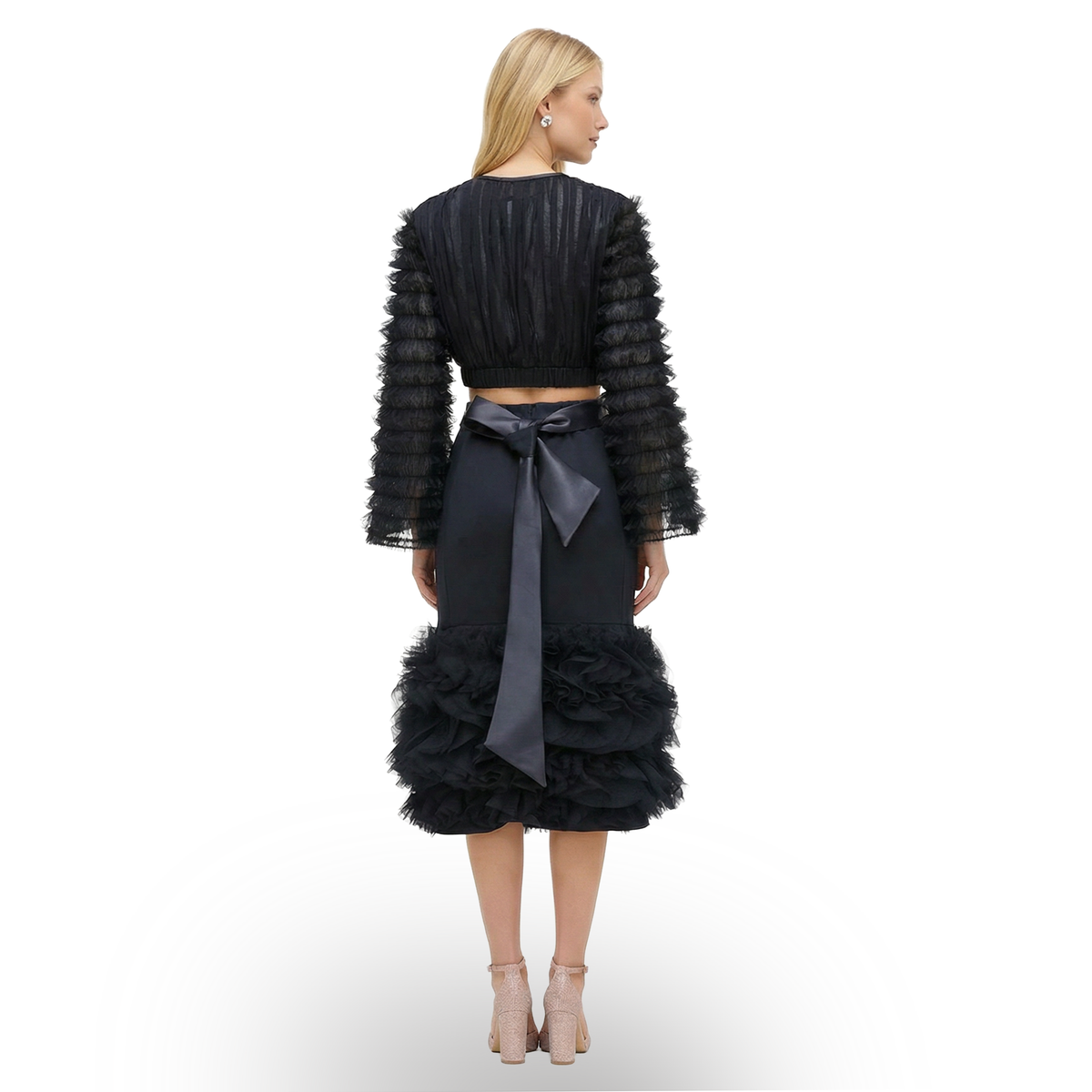 Royal Tulle Black Top with sequin - 2MADISONAVENUE.COM
