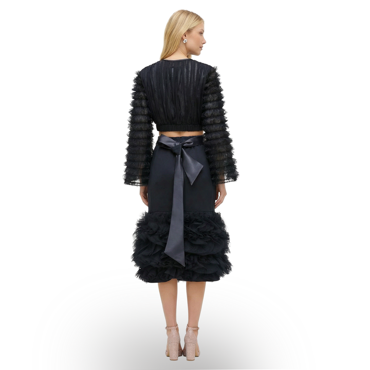 Royal Tulle Black Top with sequin - 2MADISONAVENUE.COM