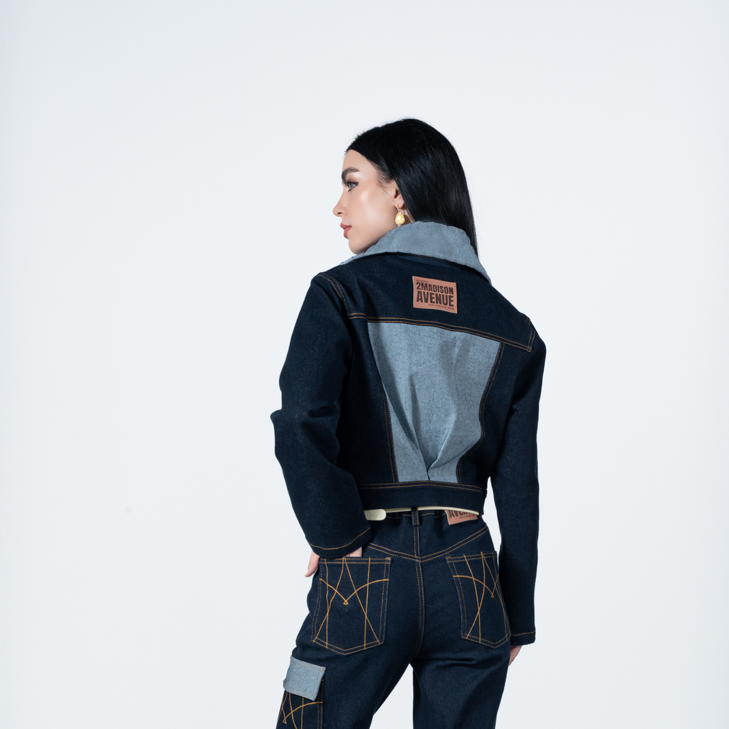 Signature Denim cropped jacket with chambray (7666085625879)