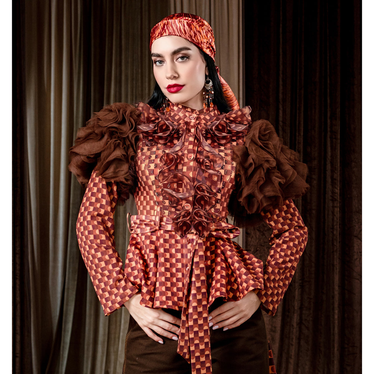 BonitaGo Brown new miranda glam tulle top - 2MADISONAVENUE.COM