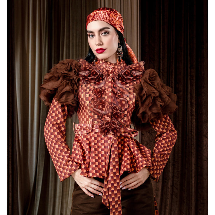 BonitaGo Brown new miranda glam tulle top - 2MADISONAVENUE.COM
