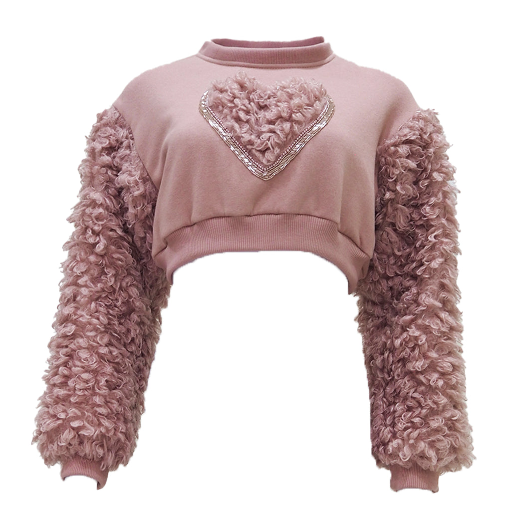 Be Mine Love Sweater Cropped in dusty pink (6674706726935)