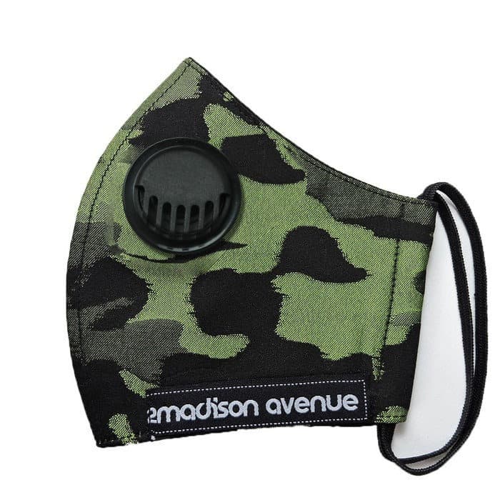 2Madison Army Green Black Facemask With Air Valve (4488182956055)