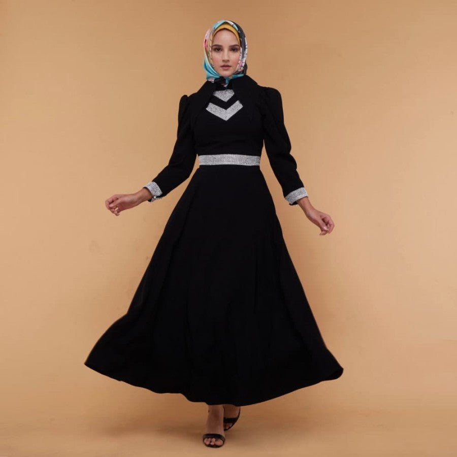 Queen Rania dress in Black With Accent (4527700508695)