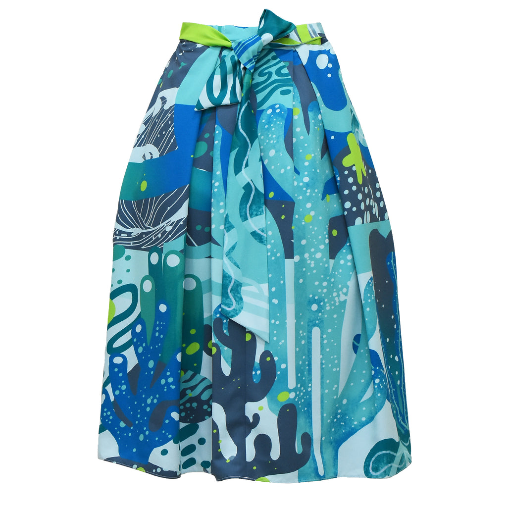 Liga Long Jenny Ball Printed Skirt in Aqua (4534896230423)