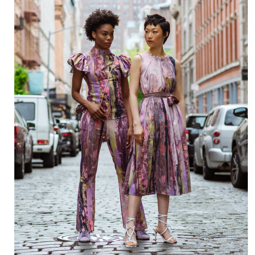 Abstract Reminiscence Summer Pink Dress (6548791066647)