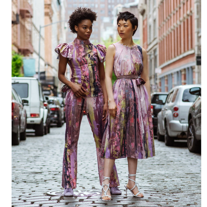Abstract Reminiscence Summer Pink Dress (6548791066647)