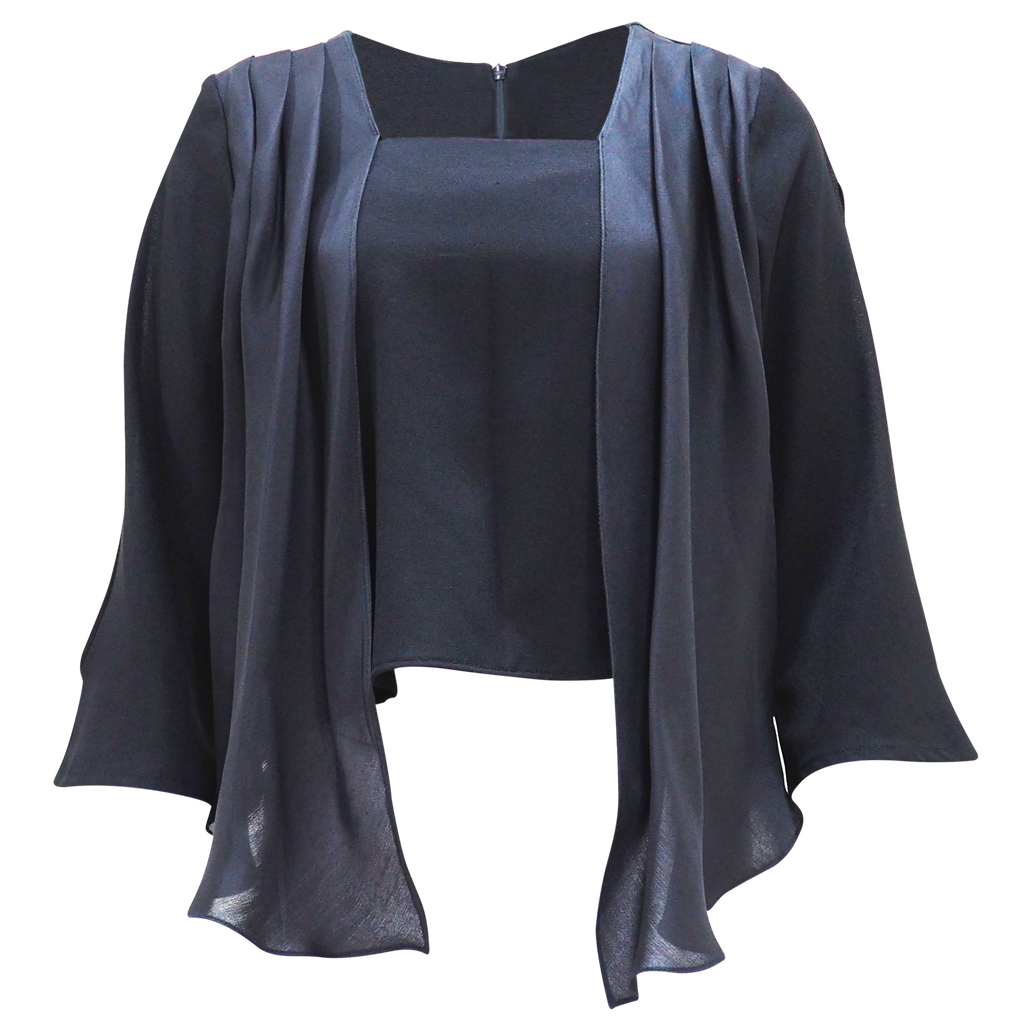 Black Blouse with Pure Silk draping #3 (6785466892311)