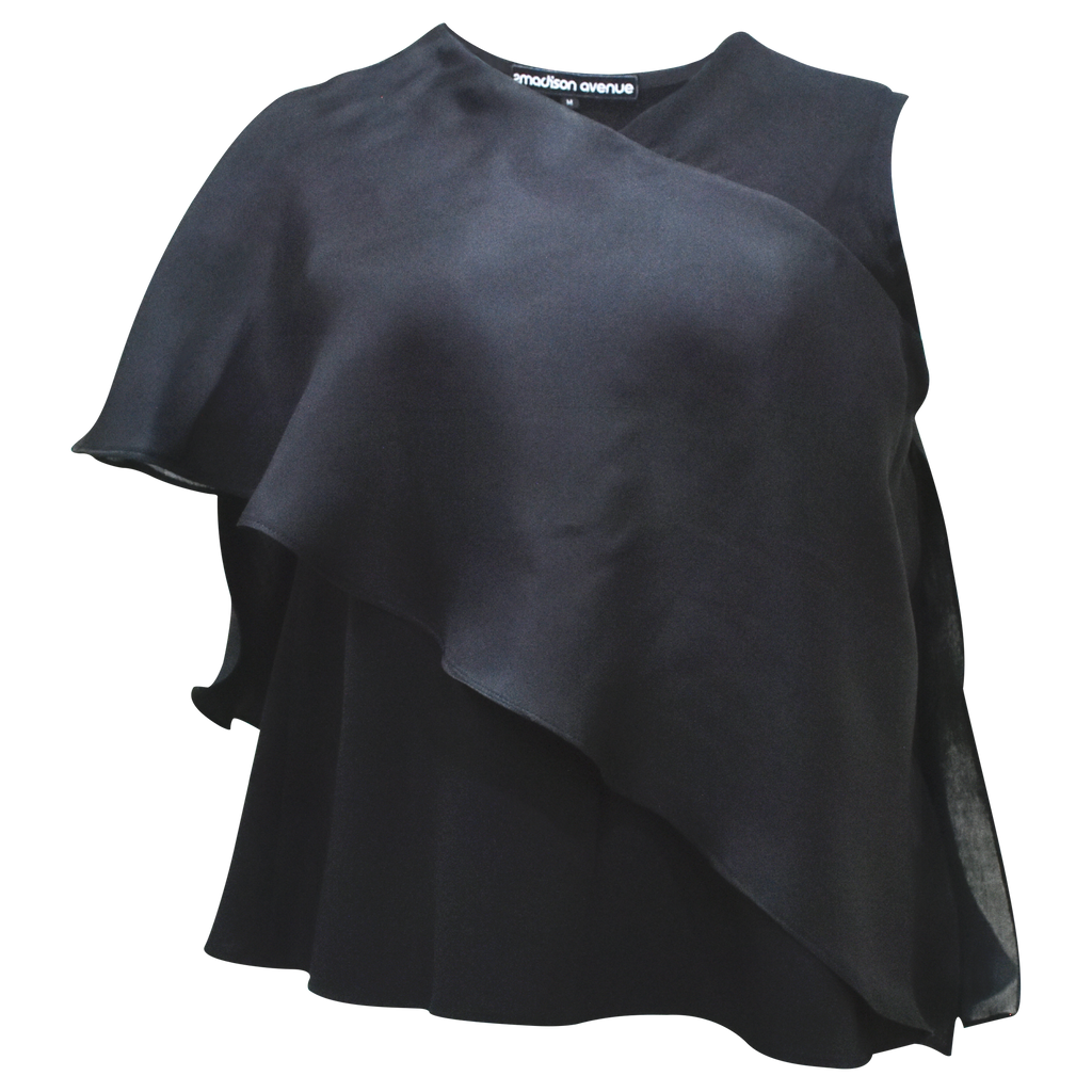 Black Blouse with Pure Silk draping #2 (6808045682711)