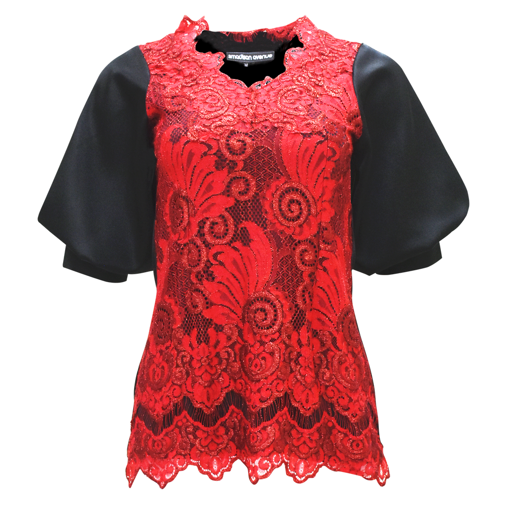 Pretty Lace Top in Red (6785443430423)