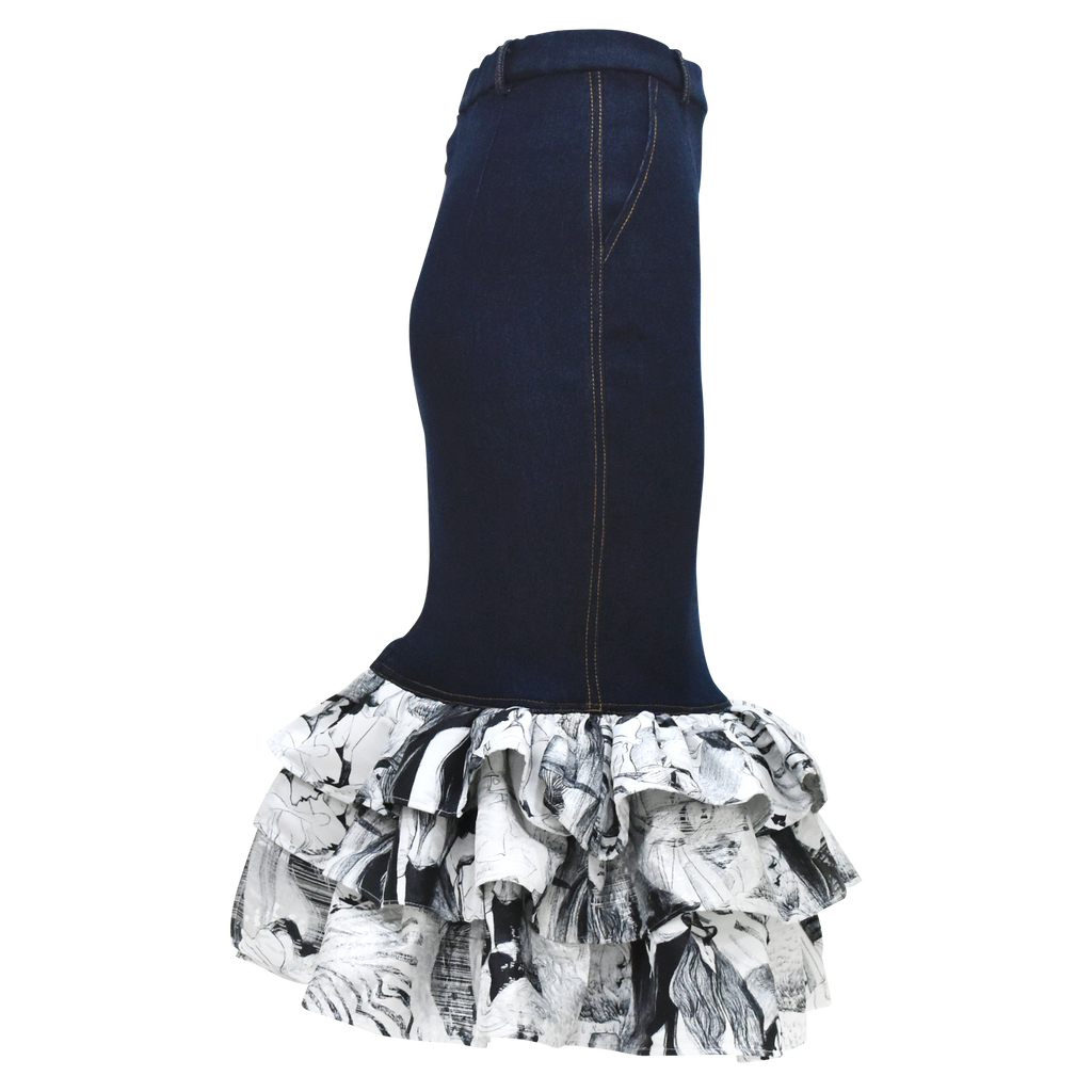 Parisian Black Denim Carrie Skirt (6785466433559)