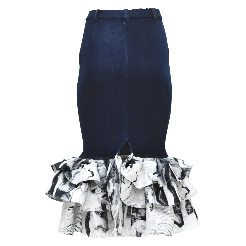 Parisian Black Denim Carrie Skirt (6785466433559)