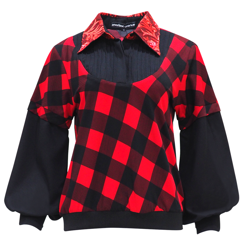Gingham Reminiscence Layering Red Top #1 (6567026065431)