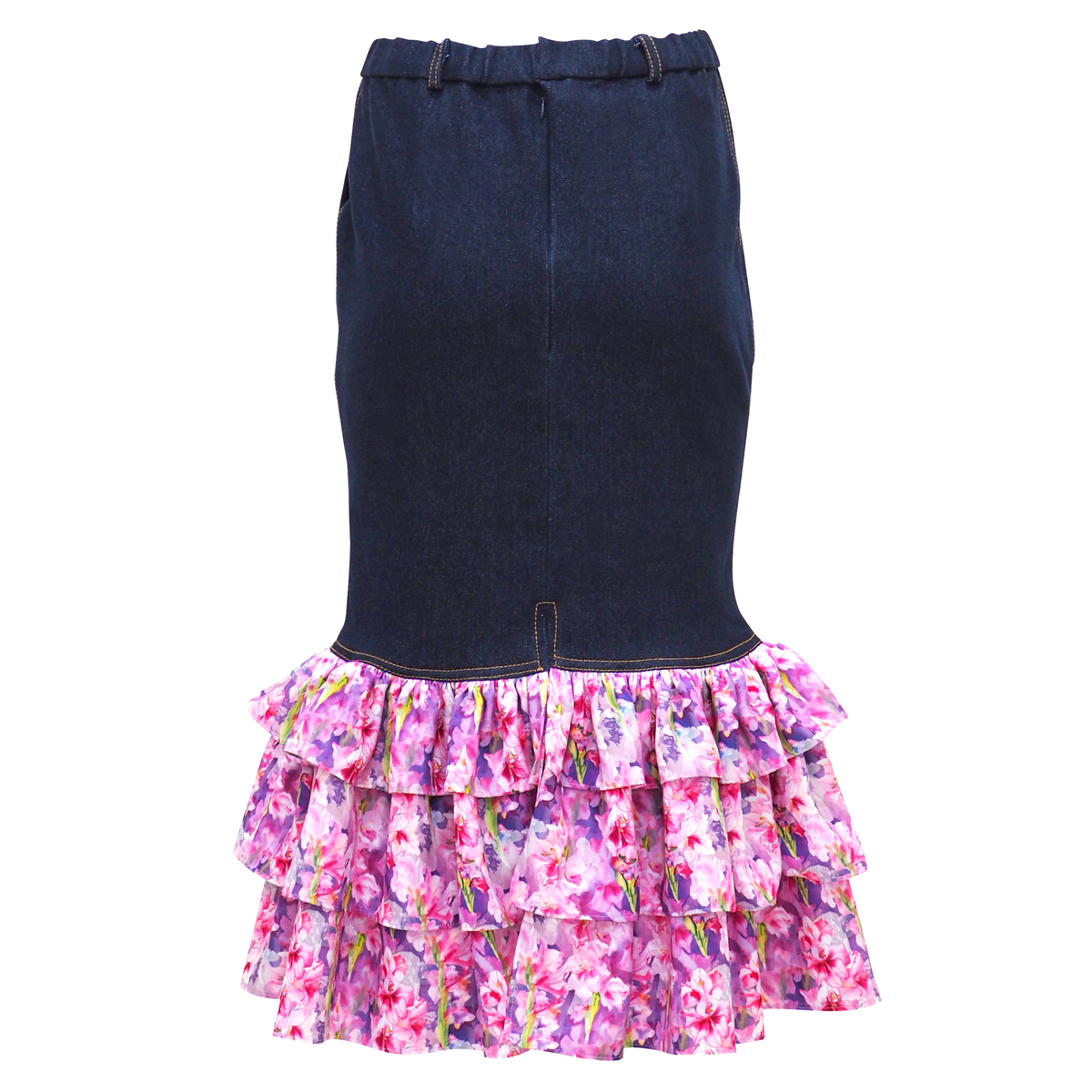 Floral Fuchsia Denim Carrie Skirt (6805492236311)