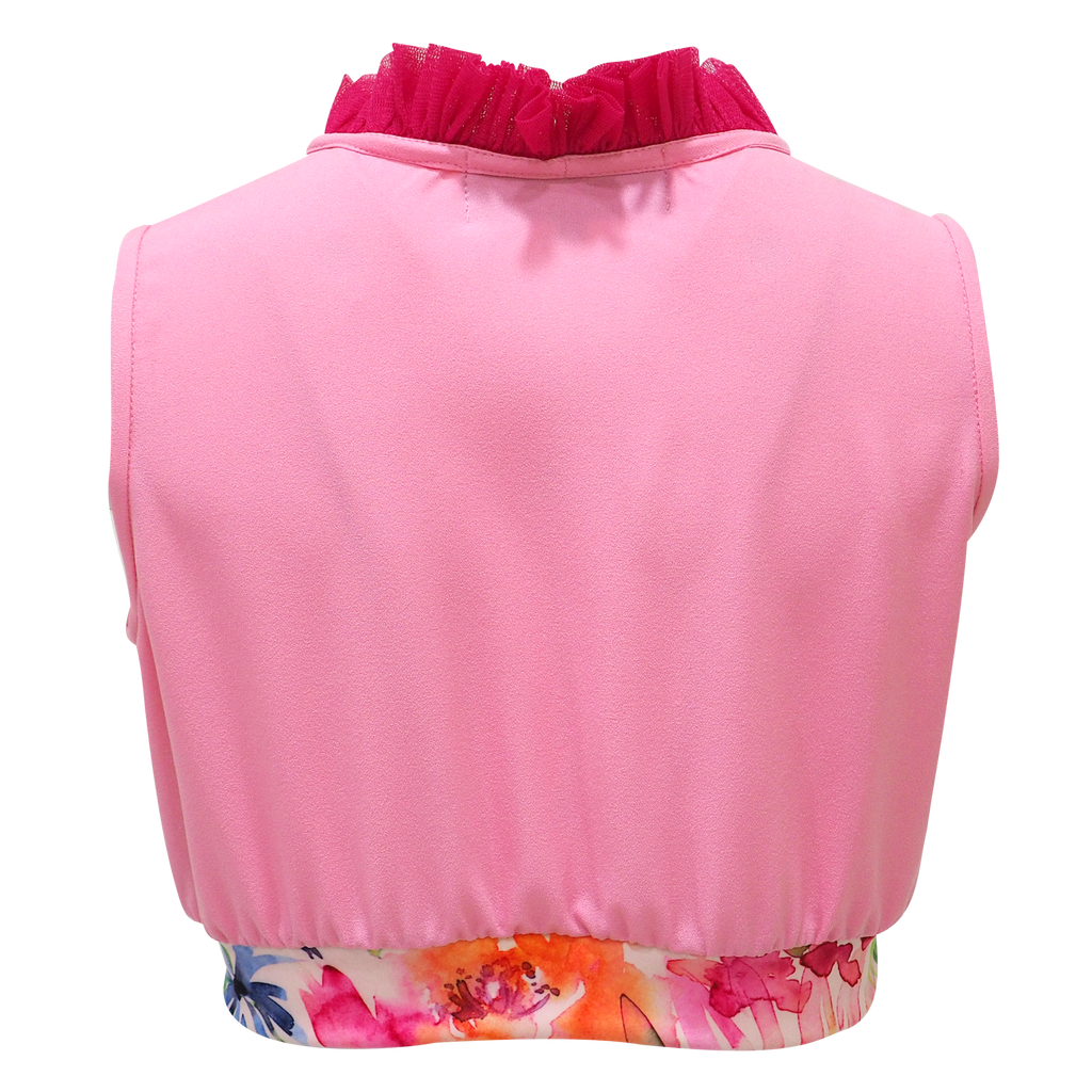 Rose Garden Pink Romantic Cropped Top (6805495906327)