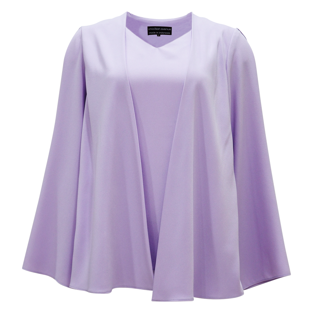 Outer Top with Peek A boo Sleeve in Lavender (6823138656279)