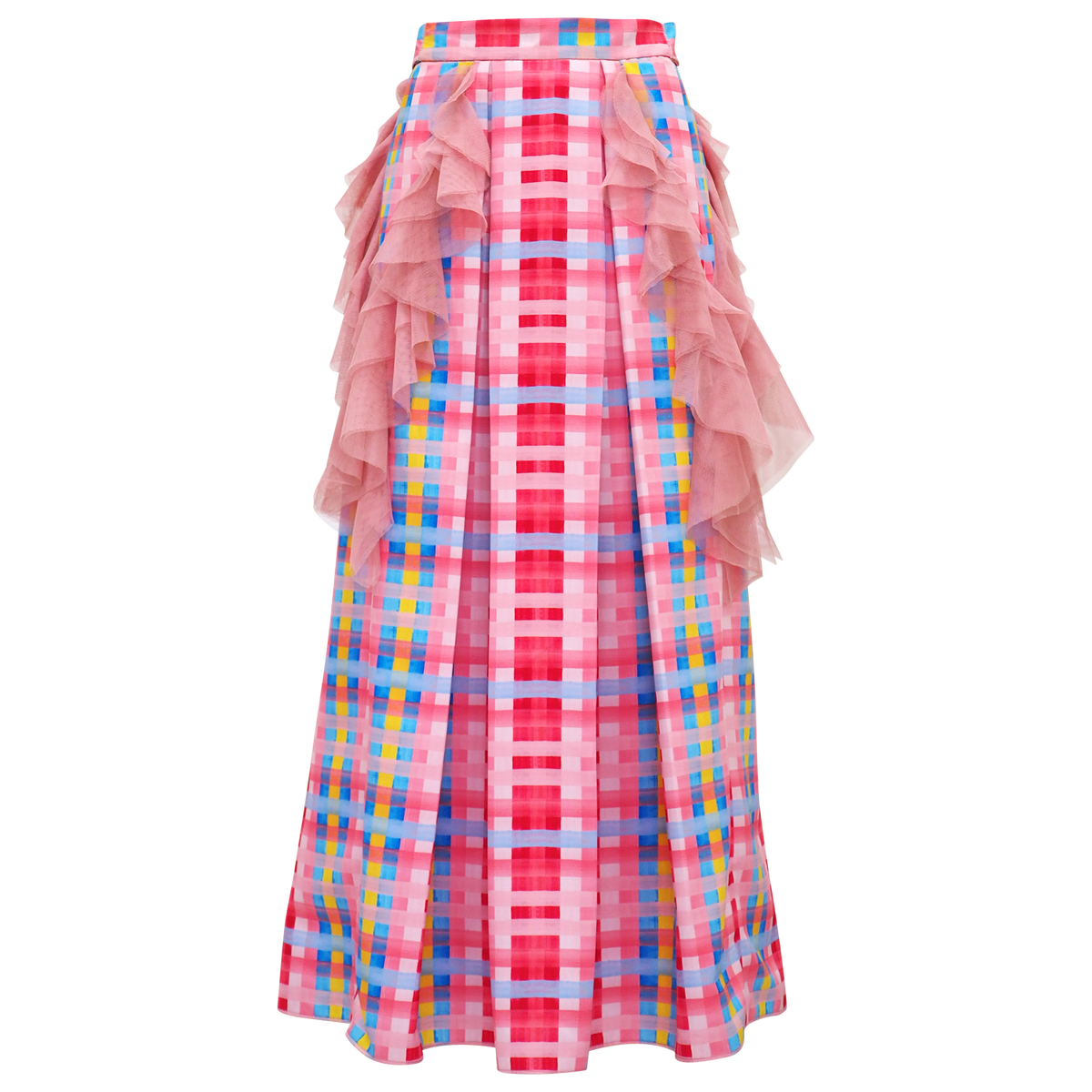Gingham Passion Kahlo Fancy Long Ball Skirt (6832745021463)