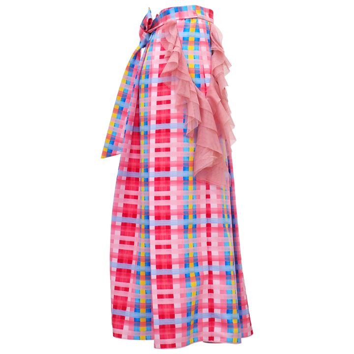 Gingham Passion Kahlo Fancy Long Ball Skirt (6832745021463)