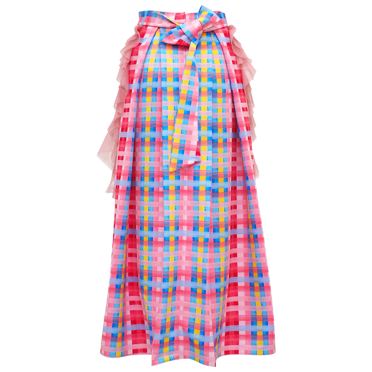 Gingham Passion Kahlo Fancy Long Ball Skirt (6832745021463)