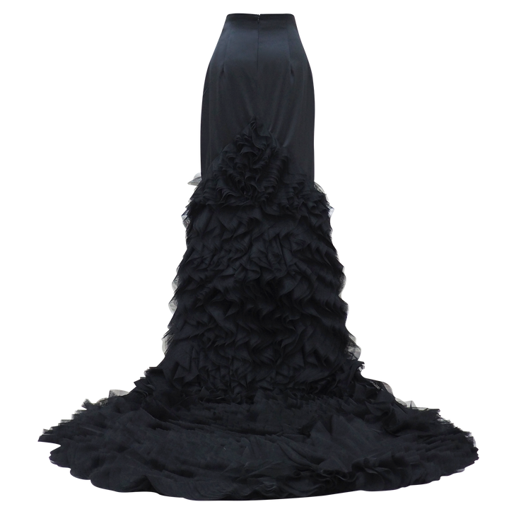 Royal Tulle Long Skirt in Black (6878922244119)