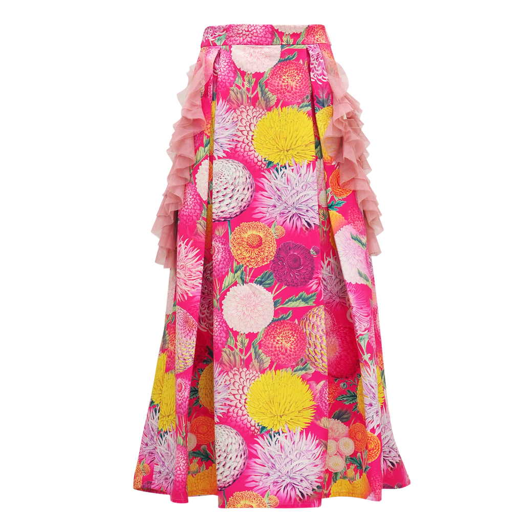 Flower Passion Kahlo Fancy Long Ball Skirt (6861038747671)