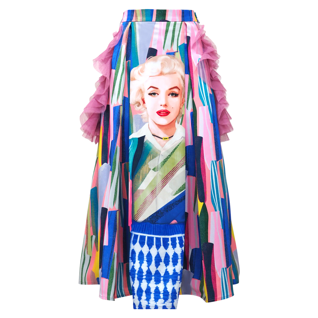 Marilyn Abstract Passion Kahlo Long Ball Skirt (6861485408279)