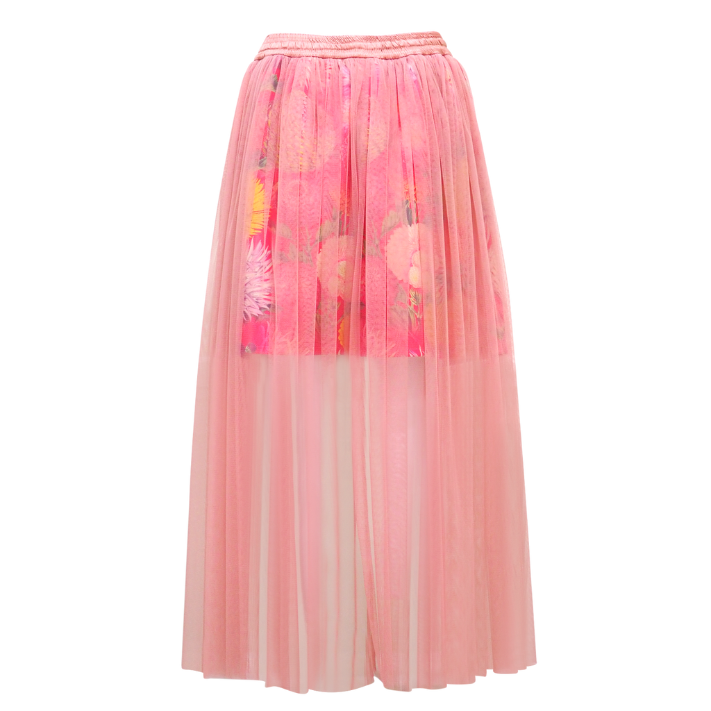 Flower Passion Queen Tulle Long Pink Skirt (6861037371415)