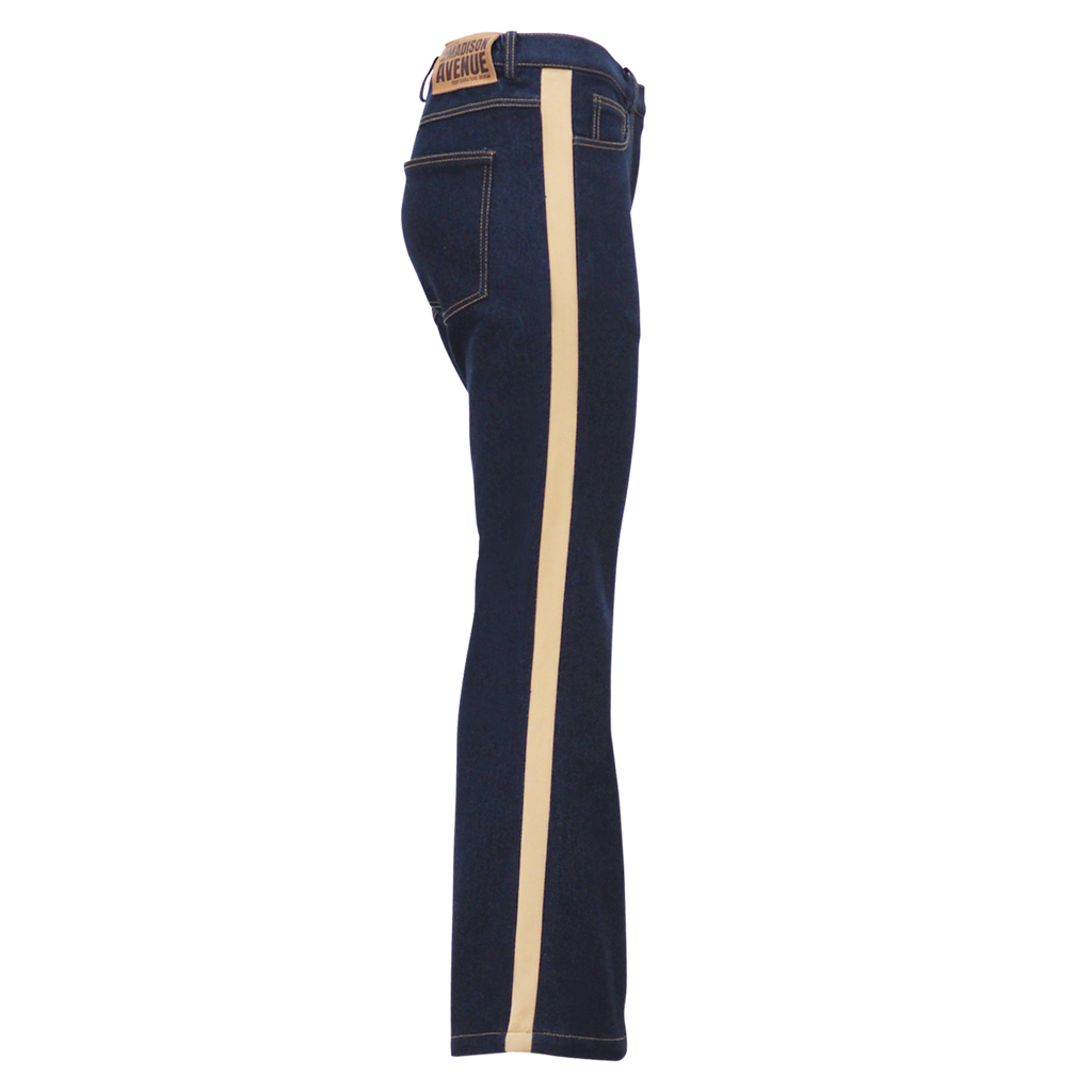 Signature Denim Bell Bottom Pant with Khaki Stripe (6861060833303)