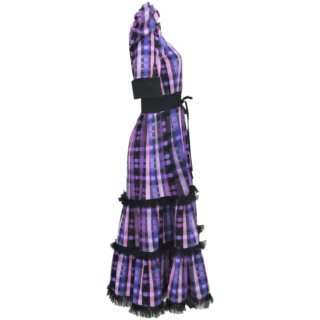Becoming Gingham Black Purple Kate Medium Dress (6881882275863)