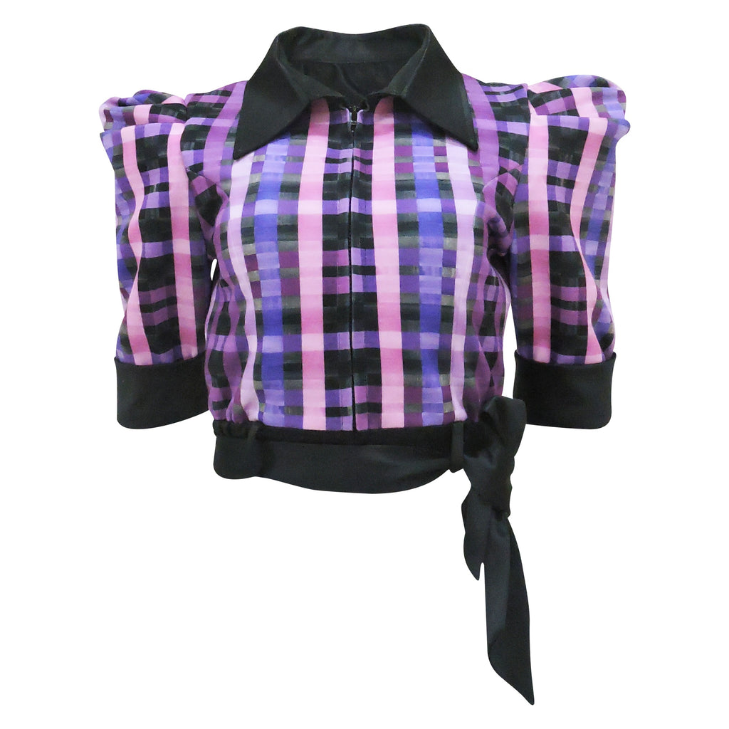 Becoming Gingham Black Purple Agnez Cropped Top (6877713825815)