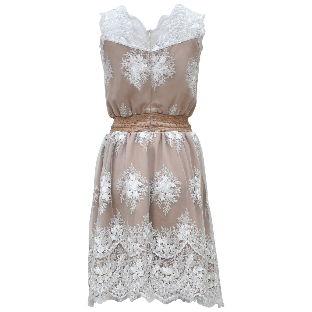Becoming Summer White Lace Dress in Beige (6878579556375)