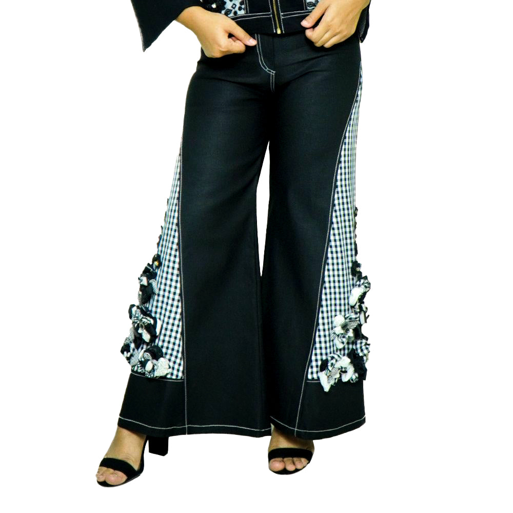 Dreams black pant with recycled applique (6574202814487)