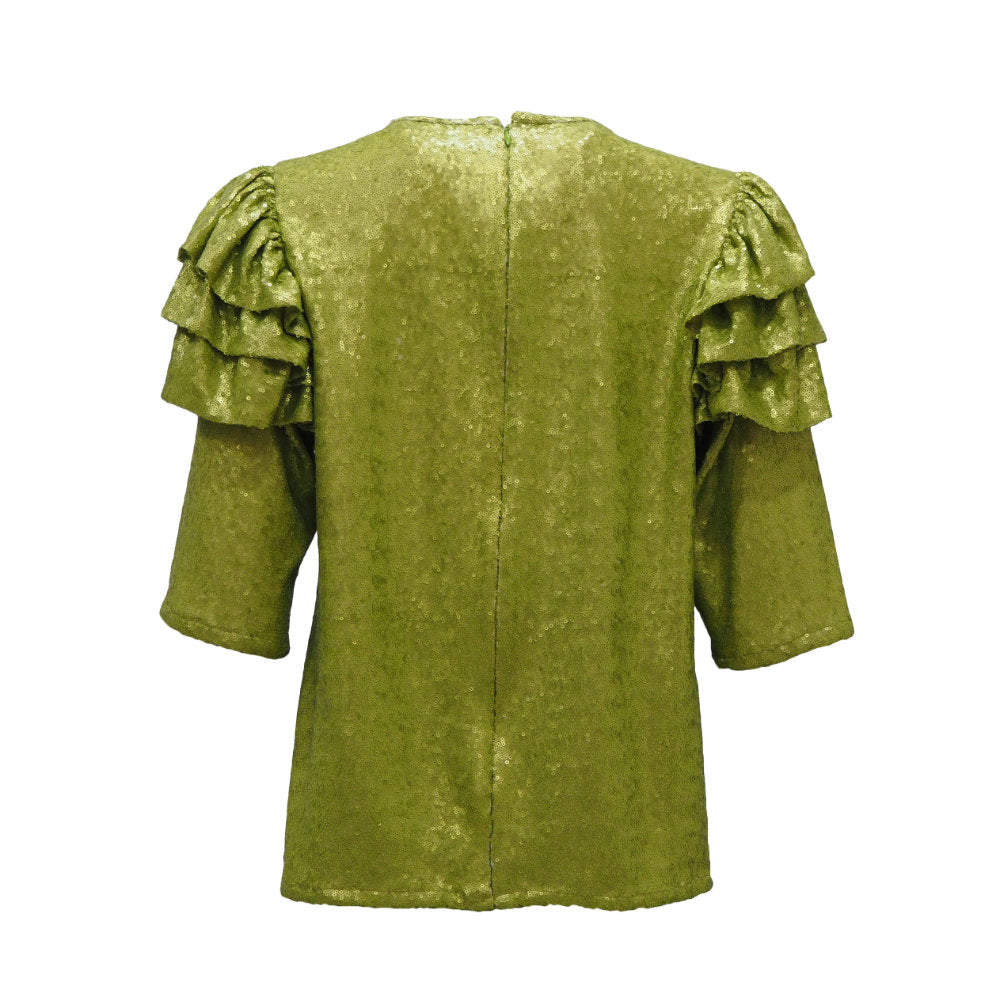 Curvy Green Lace shirt with Hasna Sleeves (6614032416791)