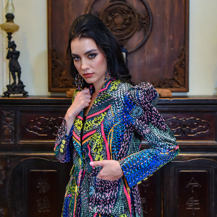 Becoming Dot Art Blue Mid-Length Blazer (6875249770519)